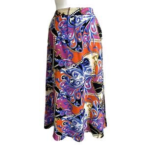 Sandra Roth 100%Silk Long Skirt~ 8 M/L~RETRO BOHO‎ COTTAGE